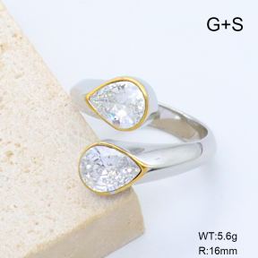 GER001525ahjb-066  18K PVD Zircon,Handmade Polished  Stainless Steel Ring  BC24090050R-PS