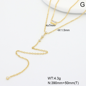 6N4004727abol-900  14K PVD Czech Stones & Zircon  Stainless Steel Necklace