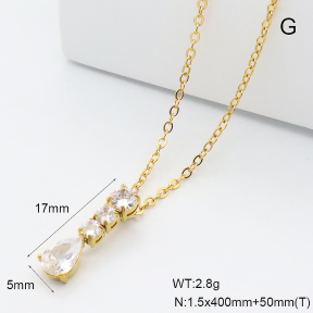 GEN002298bhva-066  18K PVD Zircon,Handmade Polished  Stainless Steel Necklace  BC26030175N-WT