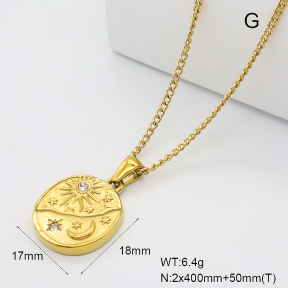 GEN002342bhva-066  18K PVD Czech Stones,Handmade Polished  Stainless Steel Necklace  BC26030098N