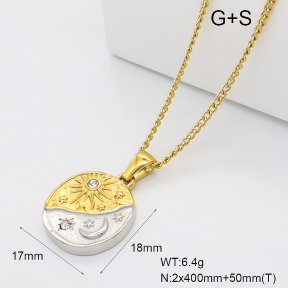 GEN002343vhha-066  18K PVD Czech Stones,Handmade Polished  Stainless Steel Necklace  BC26030098N-PS