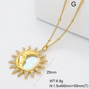 GEN002345bhia-066  18K PVD Shell & Czech Stones,Handmade Polished  Stainless Steel Necklace  BC26010021N-WE