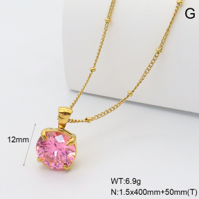 GEN002357bhva-066  18K PVD Zircon,Handmade Polished  Stainless Steel Necklace  BC26030138N-PK