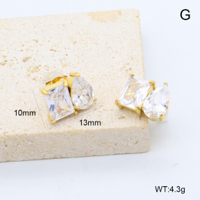 GEE002871bhva-066  316 Pin 18K PVD Zircon,Handmade Polished  Stainless Steel Earrings  BC25120483E-WT