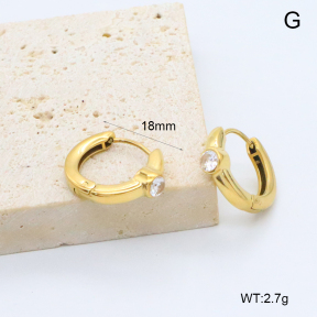 GEE002926bhia-066  316 Pin 18K PVD Zircon,Handmade Polished  Stainless Steel Earrings  BC25110431E