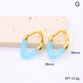 GEE002975bhia-066  316 Pin 18K PVD Resin,Handmade Polished  Stainless Steel Earrings  BC25120553E-BE