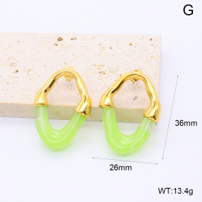 GEE002976bhia-066  316 Pin 18K PVD Resin,Handmade Polished  Stainless Steel Earrings  BC25120553E-GN