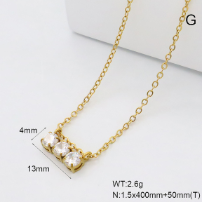 GEN002331bhva-066  18K PVD Zircon,Handmade Polished  Stainless Steel Necklace  BC26030158N-WT