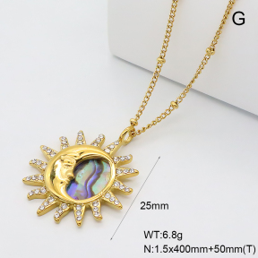 GEN002347bhia-066  18K PVD Abalone Shell & Czech Stones,Handmade Polished  Stainless Steel Necklace  BC26010021N-AE