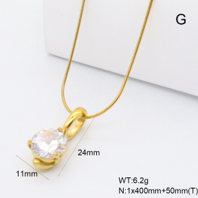 GEN002373bhva-066  18K PVD Zircon,Handmade Polished  Stainless Steel Necklace  BC26030083N