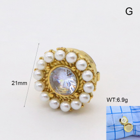 GECP00001vbpb-066  18K PVD Zircon & Resin Imitation Pearls,Handmade Polished  Stainless Steel Cufflinks  BC25090300C