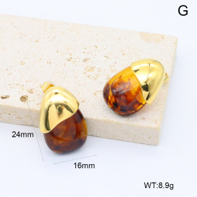 GEE002989bhia-066  316 Pin 18K PVD Resin,Handmade Polished  Stainless Steel Earrings  BC26040231E-CE