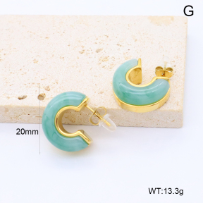 GEE002998bhia-066  316 Pin 18K PVD Resin,Handmade Polished  Stainless Steel Earrings  BC26040234E-GN