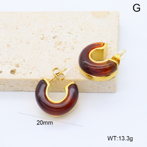 GEE003000bhia-066  316 Pin 18K PVD Resin,Handmade Polished  Stainless Steel Earrings  BC26040234E-CE