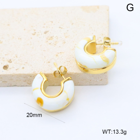 GEE003002bhia-066  316 Pin 18K PVD Resin,Handmade Polished  Stainless Steel Earrings  BC26040234E-WT