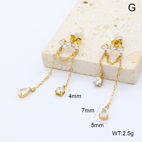 GEE003058bhia-066  316 Pin 18K PVD Zircon,Handmade Polished  Stainless Steel Earrings  BC26040229E