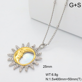 GEN002346ahjb-066  18K PVD Shell & Czech Stones,Handmade Polished  Stainless Steel Necklace  BC26010021N-PS-WE
