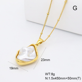 GEN002375vbpb-066  18K PVD Resin Imitation Pearls,Handmade Polished  Stainless Steel Necklace  BC25040010N