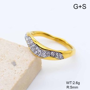 GER001533bhia-066  6-8#  18K PVD Czech Stones,Handmade Polished  Stainless Steel Ring  BC24110695R-PS