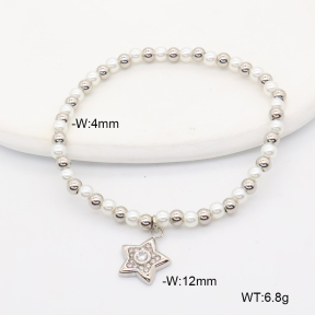 6B3002441bvpl-766  Resin Imitation Pearls & Czech Stones,Handmade Polished  Stainless Steel Bracelet