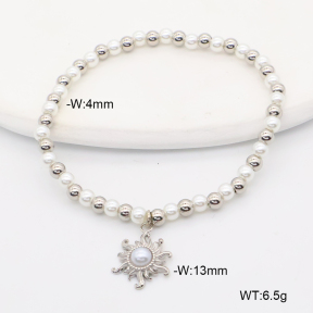 6B3002443bvpl-766  Resin Imitation Pearls,Handmade Polished  Stainless Steel Bracelet