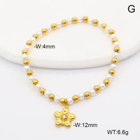 6B3002444bvpl-766  18K PVD Resin Imitation Pearls & Czech Stones,Handmade Polished  Stainless Steel Bracelet