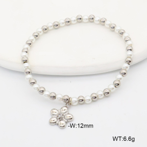 6B3002445abol-766  Resin Imitation Pearls & Czech Stones,Handmade Polished  Stainless Steel Bracelet