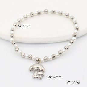 6B3002447abol-766  Resin Imitation Pearls,Handmade Polished  Stainless Steel Bracelet
