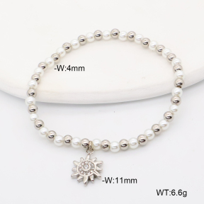 6B3002449bvpl-766  Resin Imitation Pearls & Czech Stones,Handmade Polished  Stainless Steel Bracelet