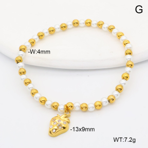 6B3002452bhva-766  18K PVD Resin Imitation Pearls & Czech Stones,Handmade Polished  Stainless Steel Bracelet