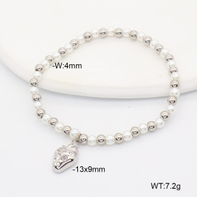6B3002453vbpb-766  Resin Imitation Pearls & Czech Stones,Handmade Polished  Stainless Steel Bracelet