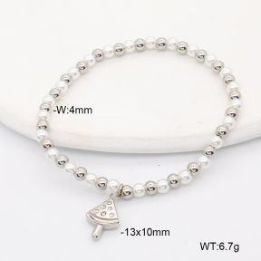 6B3002457vbpb-766  Resin Imitation Pearls & Czech Stones,Handmade Polished  Stainless Steel Bracelet