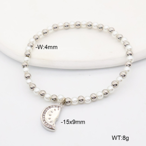 6B3002459bhbl-766  Resin Imitation Pearls & Czech Stones,Handmade Polished  Stainless Steel Bracelet