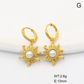 6E3002876ahjb-766  316 SS 18K PVD Resin Imitation Pearls,Handmade Polished  Stainless Steel Earrings
