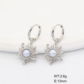 6E3002877vhha-766  316 SS Resin Imitation Pearls,Handmade Polished  Stainless Steel Earrings