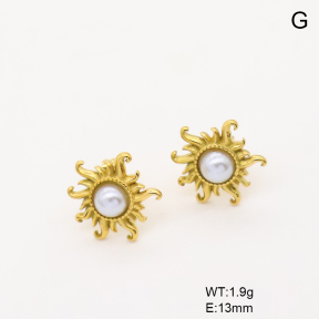 6E3002878bhva-766  316 SS 18K PVD Resin Imitation Pearls,Handmade Polished  Stainless Steel Earrings