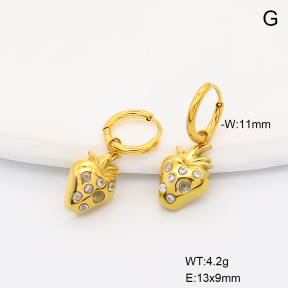 6E4004698ahjb-766  316 SS 18K PVD Czech Stones,Handmade Polished  Stainless Steel Earrings