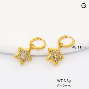 6E4004704vhkb-766  316 SS 18K PVD Czech Stones,Handmade Polished  Stainless Steel Earrings