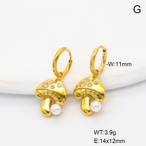 6E4004709ahjb-766  316 SS 18K PVD Resin Imitation Pearls & Czech Stones,Handmade Polished  Stainless Steel Earrings
