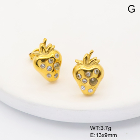 6E4004710bhva-766  316 SS 18K PVD Czech Stones,Handmade Polished  Stainless Steel Earrings