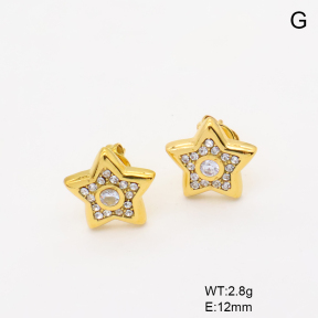 6E4004717bhbl-766  316 SS 18K PVD Czech Stones,Handmade Polished  Stainless Steel Earrings