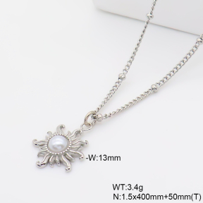 6N3002057abol-766  Resin Imitation Pearls,Handmade Polished  Stainless Steel Necklace