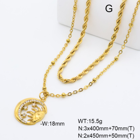 6N4004788vhkb-766  18K PVD Czech Stones,Handmade Polished  Stainless Steel Necklace