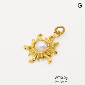 6P3000376ablb-766  18K PVD Resin Imitation Pearls,Handmade Polished  Stainless Steel Pendant