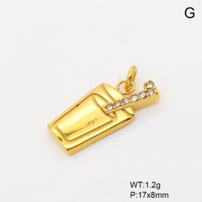 6P4000568vbll-766  18K PVD Czech Stones,Handmade Polished  Stainless Steel Pendant