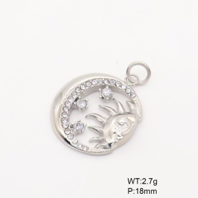 6P4000575vbmb-766  Czech Stones,Handmade Polished  Stainless Steel Pendant