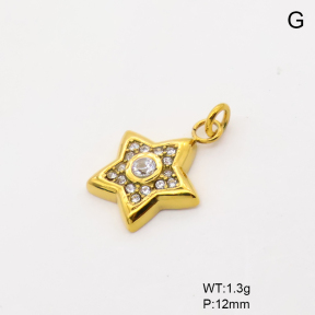 6P4000584ablb-766  18K PVD Czech Stones,Handmade Polished  Stainless Steel Pendant