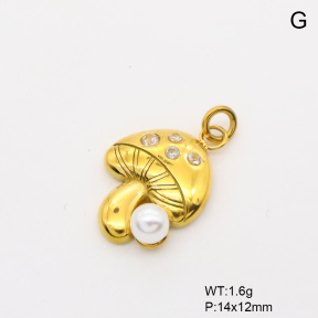 6P4000586aakl-766  18K PVD Resin Imitation Pearls & Czech Stones,Handmade Polished  Stainless Steel Pendant