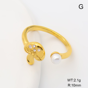 6R4002087vbpb-766  18K PVD Resin Imitation Pearls & Czech Stones,Handmade Polished  Stainless Steel Ring