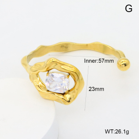 GEB000896vhmv-066  18K PVD Zircon,Handmade Polished  Stainless Steel Bangle  BC24070372B-WT